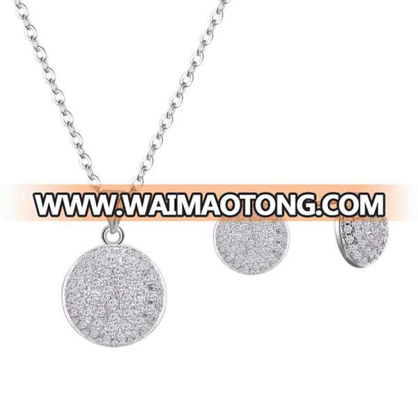 cz diamond stone jewellery silver jewelry set, fashion necklace earring wedding jewelry set white gold zircon women jewelry set