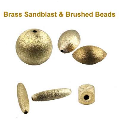 Brass sandblast brushed beads catalog - metal copper alloy jewelry beads findings charm spacer supplies wholesale